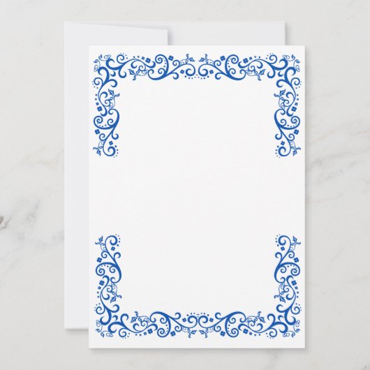Elegante  Blauw Lijst bruiloft Kaart (Achterkant)