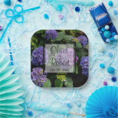 Elegante blauw paarse bloementuin papieren bordje (Feest)