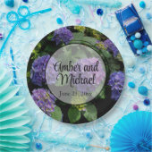 Elegante blauw paarse bloementuin papieren bordje (Feest)