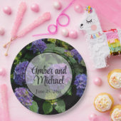 Elegante blauw paarse bloementuin papieren bordje (Feest)