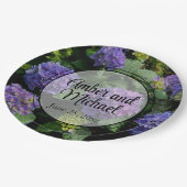 Elegante blauw paarse bloementuin papieren bordje (Gekanteld)