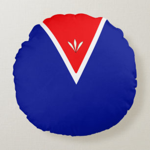 Elegante Blauw Rood en Wit Rond Kussen
