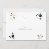 Elegante Blauw Roze Gouden Bloemen Tweeling Fotodo Bedankkaart (Achterkant)