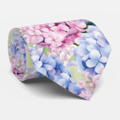 Elegante blauw roze hortensia's stropdas (Opgerold)