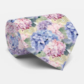 Elegante blauw roze Paarse hortensia's Stropdas (Opgerold)