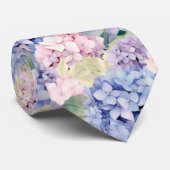 Elegante blauw roze Paarse hortensia's Stropdas (Opgerold)