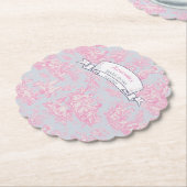 Elegante  blauw roze toile de jouy kartonnen onderzetters (Gekanteld)