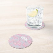 Elegante  blauw roze toile de jouy kartonnen onderzetters (Insitu)