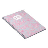 Elegante  blauw roze toile de jouy klein notitieboek (Rechterzijde)