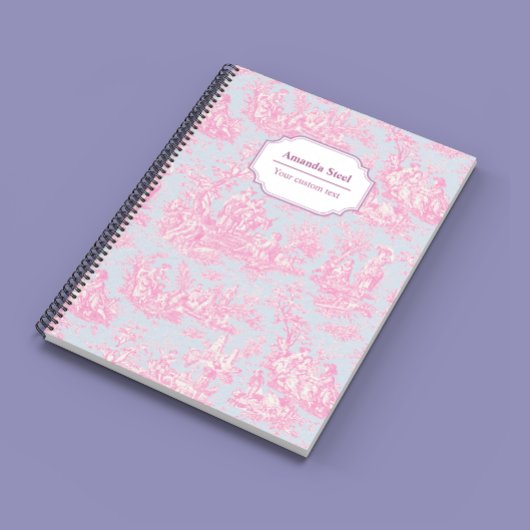 Elegante  blauw roze toile de jouy klein notitieboek