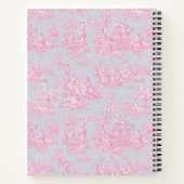Elegante  blauw roze toile de jouy notitieboek (Achterkant)