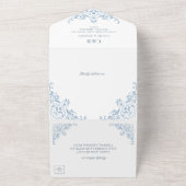Elegante Blauw-Wit All in One Wedding Uitnodiging (Buitenkant)