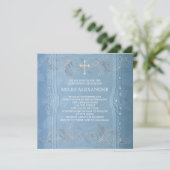 Elegante Blauw Wit Baby Boy Doop Kaart (Staand voorkant)