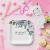 Elegante Blauw Wit Bloemen Custom Retirement Party Papieren Bordje (Feest)