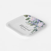 Elegante Blauw Wit Bloemen Custom Retirement Party Papieren Bordje (Gebogen)