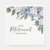 Elegante Blauw Wit Bloemen Custom Retirement Party Servet (Voorkant)