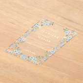 Elegante Blauw Wit Bloemen Krans Boheemse bruiloft Acryl Uitnodigingen (Laagn)