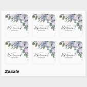 Elegante Blauw Wit Bloemen Pensioen Partij Vierkante Sticker (Vel)