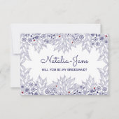 Elegante Blauw Wit Bruidsmeisje Uitnodigen Kaart (Voorkant)