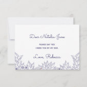 Elegante Blauw Wit Bruidsmeisje Uitnodigen Kaart (Achterkant)