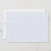 Elegante Blauw & Wit Damask Doopsel Uitnodiging (Achterkant)