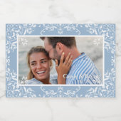 Elegante Blauw & Wit Foto Trouwcadeau Labels Voedselcontainer Etiket (Enkel label)