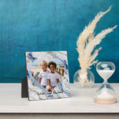 Elegante blauw wit goud marmeren foto sjabloon fotoplaat (Insitu)