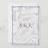 Elegante Blauw & Wit Kant met Ringen - Kaart (Achterkant)