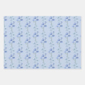 Elegante Blauw & Wit Wildflower Waterverf Inpakpapier Vel (Voorkant 3)