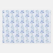 Elegante Blauw & Wit Wildflower Waterverf Inpakpapier Vel (Voorkant 2)
