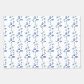 Elegante Blauw & Wit Wildflower Waterverf Inpakpapier Vel (Voorkant)