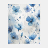 Elegante blauw wit zilveren waterverf bloemen fleece deken (Voorkant)