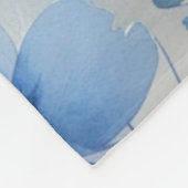 Elegante blauw wit zilveren waterverf bloemen fleece deken (Hoek)