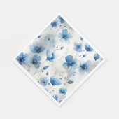 Elegante blauw wit zilveren waterverf bloemen servet (Hoek)