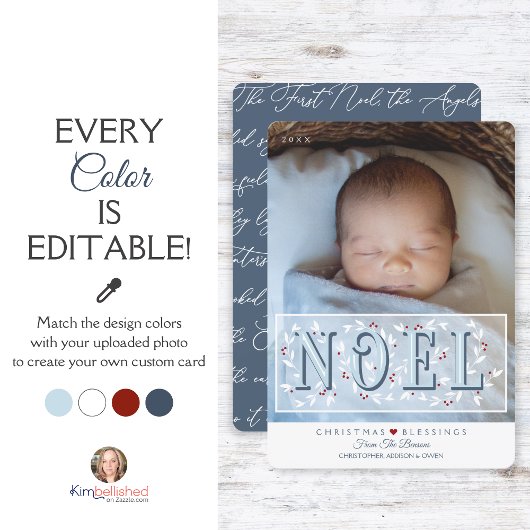 Elegante blauw witte baby's eerste kerst Kaart
