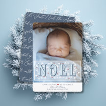 Elegante blauw witte baby's eerste kerst Kaart