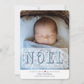 Elegante blauw witte baby's eerste kerst Kaart (Voorkant)