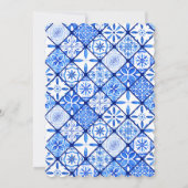 Elegante Blauw Witte Bloem chinoiserie bruiloft Save The Date (Achterkant)