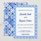 Elegante Blauw Witte Bloem chinoiserie bruiloft Save The Date (Voorkant / Achterkant)