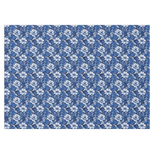 Elegante blauw-witte bloem tafelkleed (Voorkant (Horizontaal))