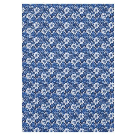 Elegante blauw-witte bloem tafelkleed (Voorkant)