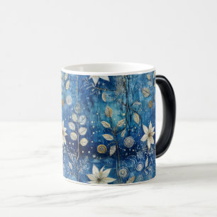 Elegante Blauw & Witte Bloemen – Tijdloos Naadloos Magische Mok