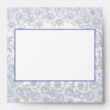 Elegante Blauw-witte Bloemen Toile Envelope