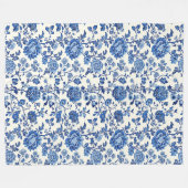 Elegante blauw-witte bloemenchinoiserie fleece deken (Voorkant (Horizontaal))