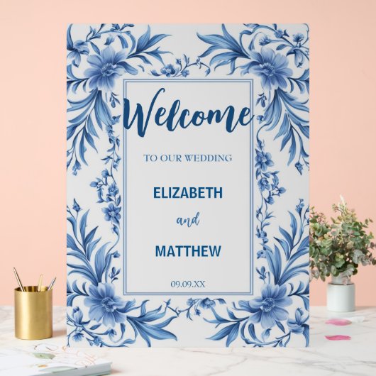 Elegante blauw-witte Chinoiserie antiek bruiloft Acryl Bord (Huwelijk)