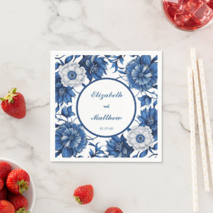 Elegante blauw-witte Chinoiserie antiek bruiloft Servet