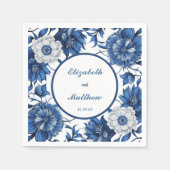 Elegante blauw-witte Chinoiserie antiek bruiloft Servet (Voorkant)