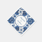 Elegante blauw-witte Chinoiserie antiek bruiloft Servet (Hoek)