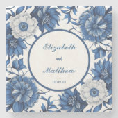 Elegante blauw-witte Chinoiserie antiek bruiloft Stenen Onderzetter (Voorkant)