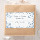 Elegante blauw-witte Chinoiserie Border Wedding Etiket (Insitu)